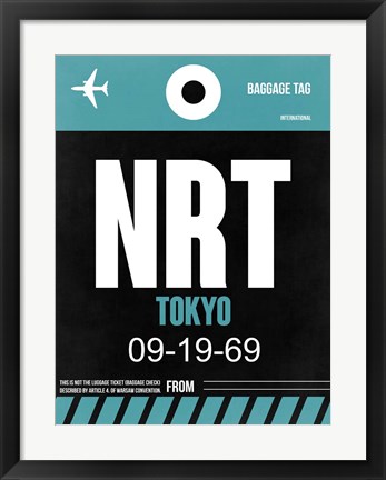 Framed NRT Tokyo Luggage Tag 2 Print