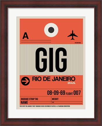 Framed GIG Rio De Janeiro Luggage Tag 2 Print