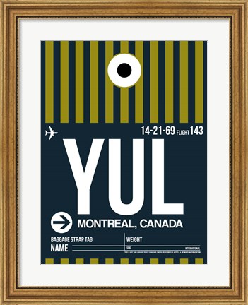 Framed YUL Montreal Luggage Tag 1 Print