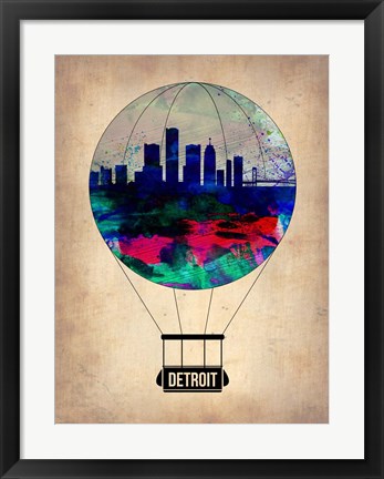 Framed Detroit  Air Balloon Print