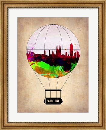 Framed Barcelona Air Balloon 2 Print