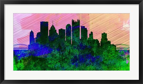 Framed Pittsburgh City Skyline Print