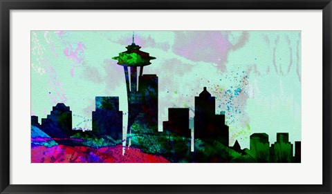Framed Seattle City Skyline Print