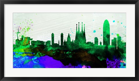 Framed Barcelona City Skyline Print