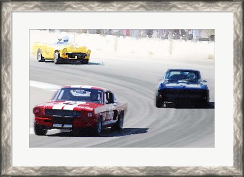 Framed Mustang and Corvette Racing Print