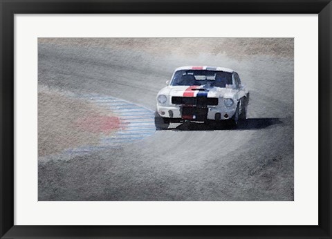 Framed Mustang on Race Track Print
