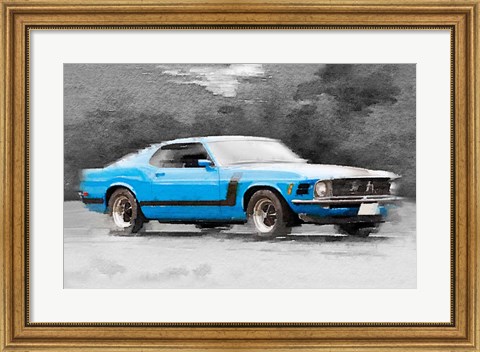 Framed 1970 Ford Mustang Boss Blue Print