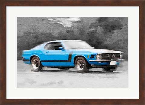 Framed 1970 Ford Mustang Boss Blue Print