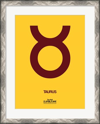Framed Taurus Zodiac Sign Brown Print
