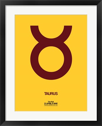 Framed Taurus Zodiac Sign Brown Print