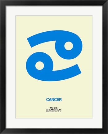 Framed Cancer Zodiac Sign Blue Print