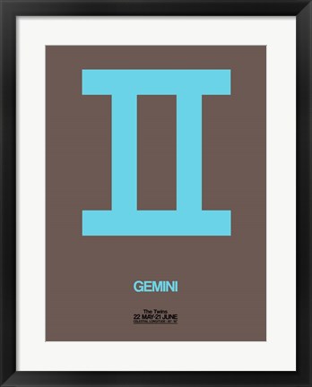 Framed Gemini Zodiac Sign Blue Print