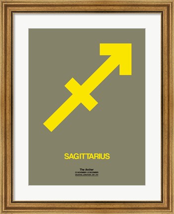 Framed Sagittarius Zodiac Sign Yellow Print