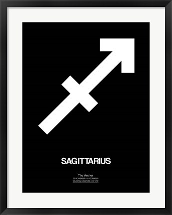 Framed Sagittarius Zodiac Sign White Print