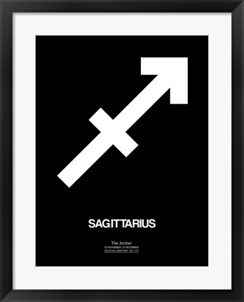 Framed Sagittarius Zodiac Sign White Print