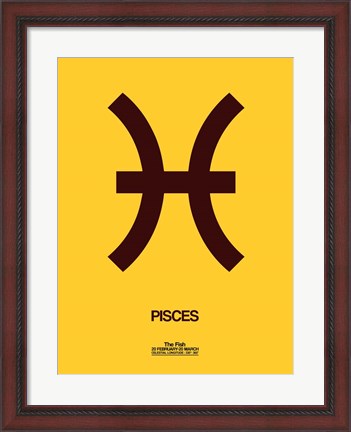 Framed Pisces Zodiac Sign Brown Print