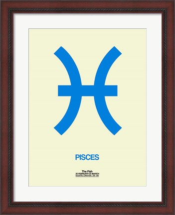 Framed Pisces Zodiac Sign Blue Print