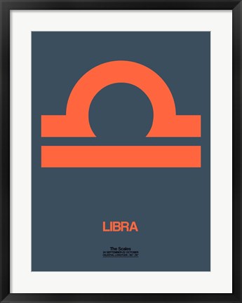 Framed Libra Zodiac Sign Orange Print