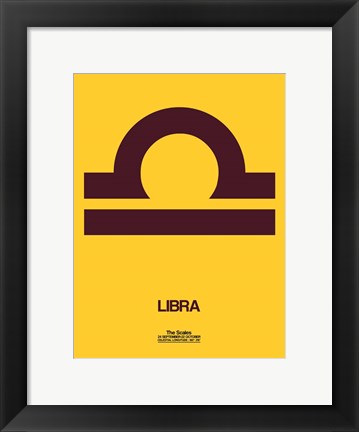 Framed Libra Zodiac Sign Brown Print