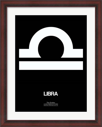 Framed Libra Zodiac Sign White Print