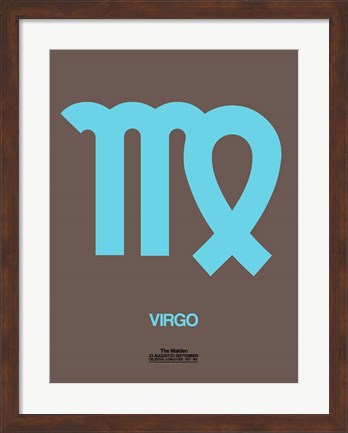 Framed Virgo Zodiac Sign Blue Print