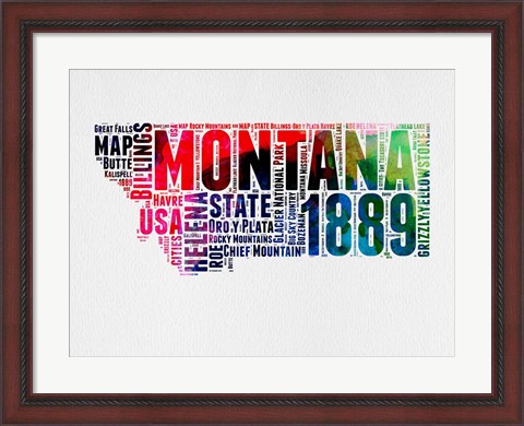 Framed Montana Word Cloud 2 Print