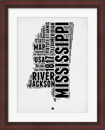 Framed Mississippi Word Cloud 2 Print