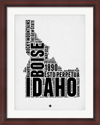 Framed Idaho Word Cloud 2 Print