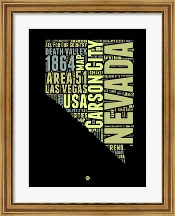 Framed Nevada Word Cloud 1 Print
