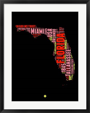 Framed Florida Word Cloud 1 Print