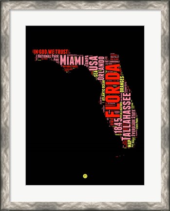 Framed Florida Word Cloud 1 Print