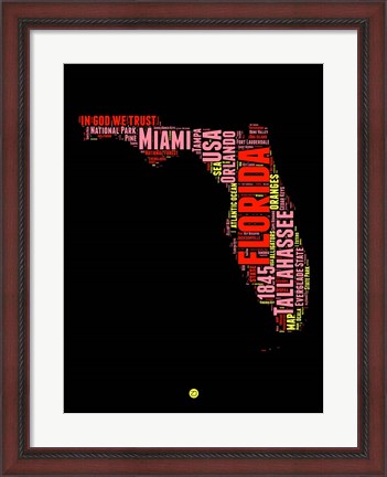 Framed Florida Word Cloud 1 Print