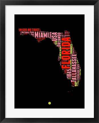 Framed Florida Word Cloud 1 Print