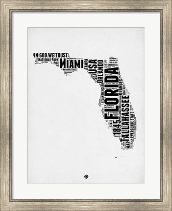 Framed Florida Word Cloud 2 Print