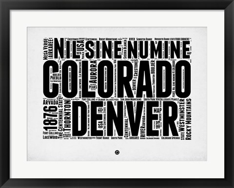 Framed Denver Word Cloud 2 Print