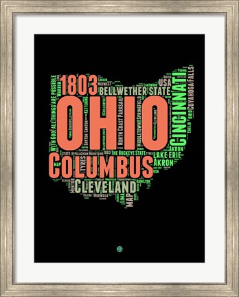 Framed Ohio Word Cloud 1 Print
