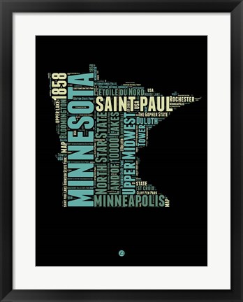 Framed Minnesota Word Cloud 1 Print