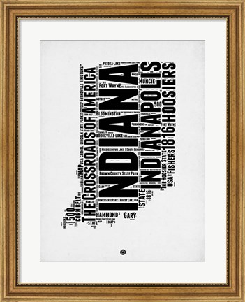 Framed Indiana Word Cloud 2 Print
