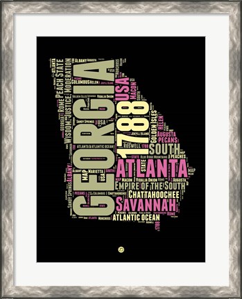 Framed Georgia Word Cloud 1 Print