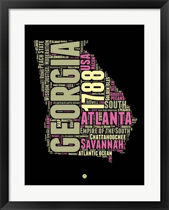 Framed Georgia Word Cloud 1 Print