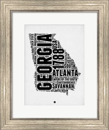 Framed Georgia Word Cloud 2 Print