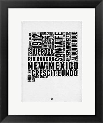 Framed New Mexico Word Cloud 2 Print