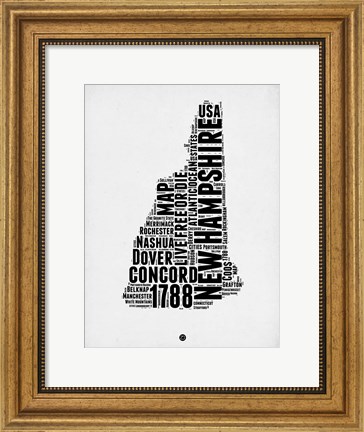 Framed New Hampshire Word Cloud 2 Print