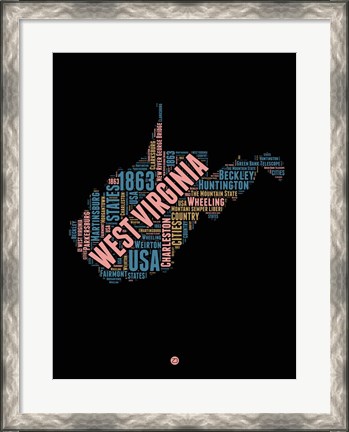 Framed West Virginia Word Cloud 1 Print