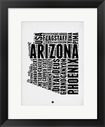 Framed Arizona Word Cloud 2 Print
