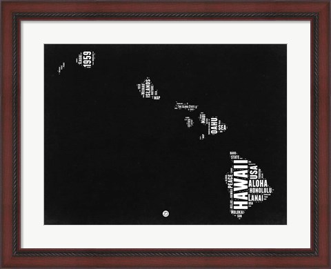 Framed Hawaii Black and White Map Print