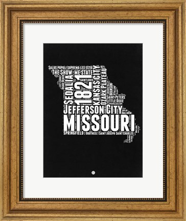 Framed Missouri Black and White Map Print