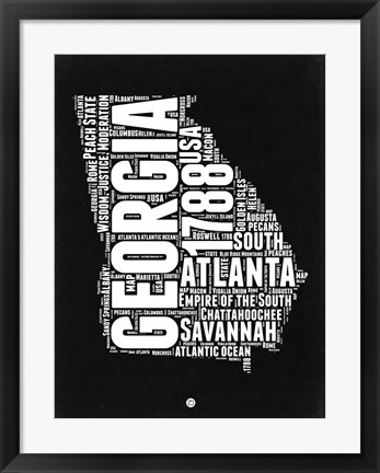 Framed Georgia Black and White Map Print