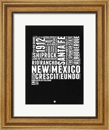 Framed New Mexico Black and White Map Print
