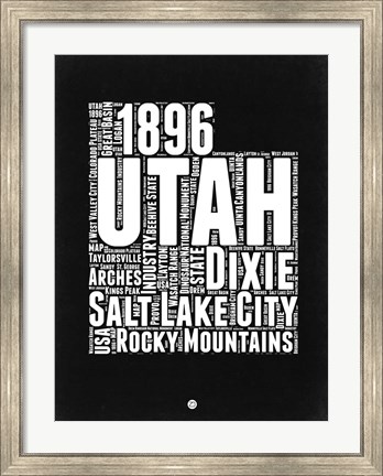 Framed Utah Black and White Map Print